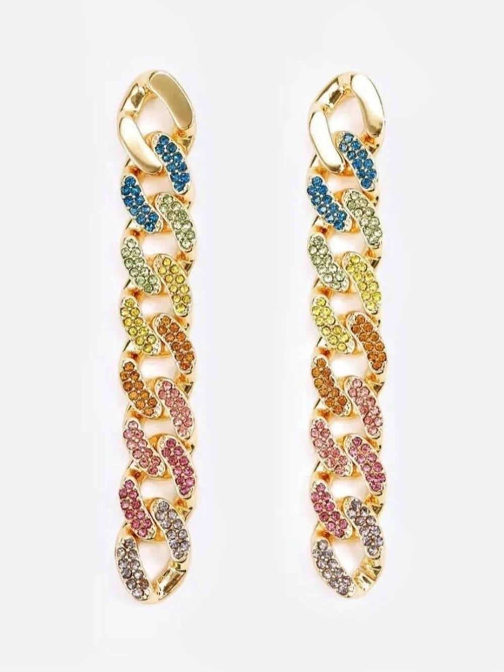 Kurt Geiger NWT Multicolor Crystal Link Drop Earrings